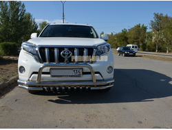 Защита переднего бампера «акула»+скоба d76/60/42 Toyota Land Cruiser Prado 150 (2010-...)