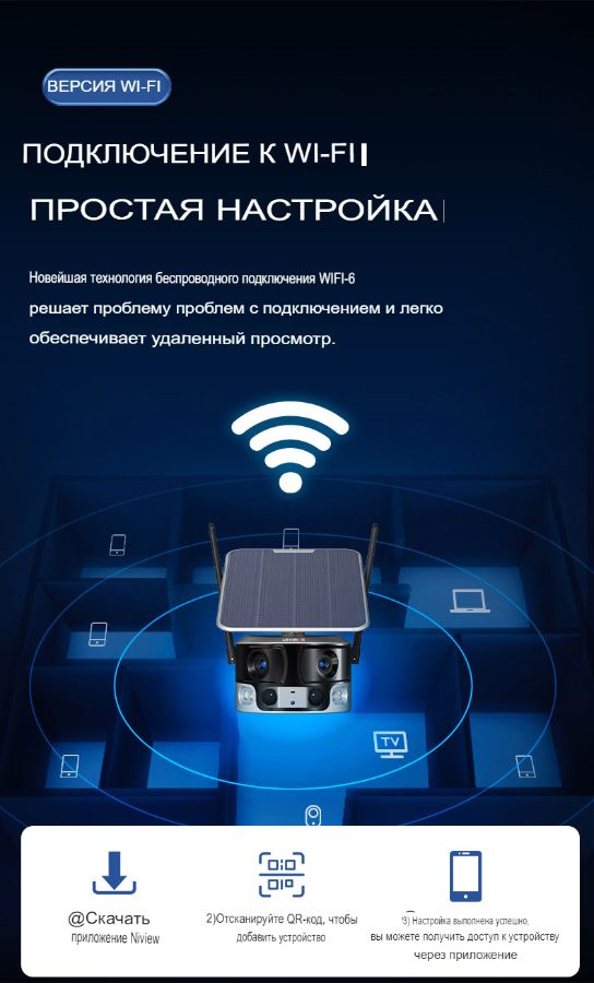 DE/V6 Автономная панорамная уличная Wi-Fi видеокамера