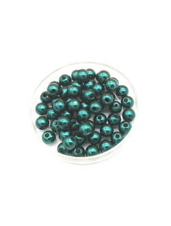 Бусины пластиковые под жемчуг 6 мм, цвет темно зеленый