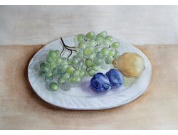 Картина "Натюрморт с фруктами на белом блюде" Кырова В.В.