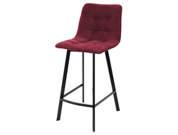 Полубарный стул CHILLI-QB SQUARE винный #16, велюр / черный каркас (H=66cm) М-City