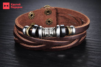 Двойной кожаный браслет