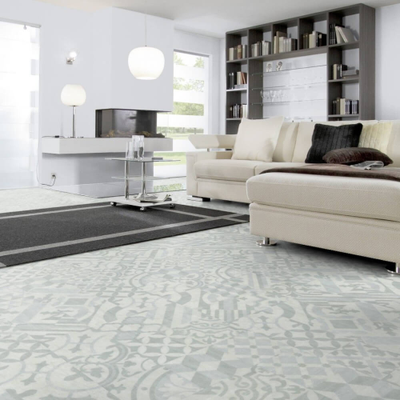 Виниловые полы WINEO 800 craft Мозаика светлая DB00092 в интерьере гостиной