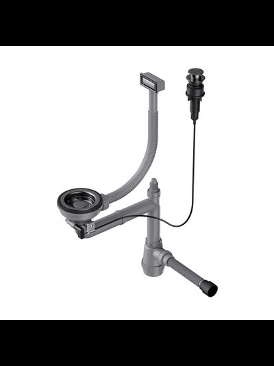 Арматура с клапаном-автоматом для одночашевых моек с прямоугольным переливом и декоративным элементом для корзины WK-1-A GM