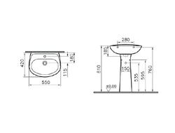 Комплект: раковина  с пьедесталом VitrA Normus, 9600B003-7650