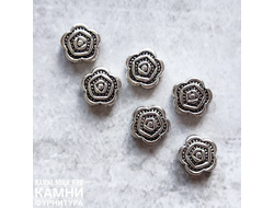 Шарм металлический "Розочка" 7х4 мм, цвет серебро, цена за штуку