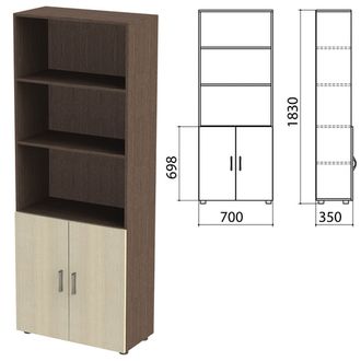 Шкаф полузакрытый "Канц", 700х350х1830 мм, цвет венге/дуб молочный