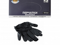 Перчатки виниловые, черные, неопудренные, одноразовые, размер  S,M,L, 100 шт. в упаковке, AVIORA