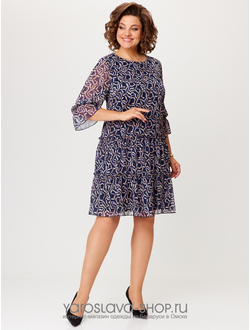 Модель: 2328.Шифоновое платье прямого силуэта с воланами