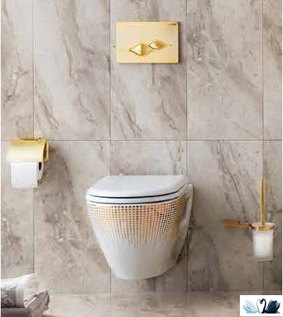 Унитаз Creavit Single Point Gold TP325-00CB00E-NA00, подвесной, с функцией биде, с золотым рисунком золото круги
