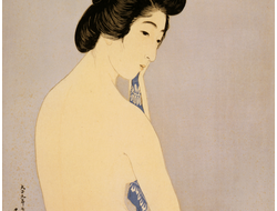 Картина обогреватель, репродукция японской живописи Женщина после ванны