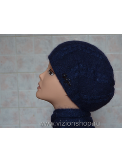 siniy-vyazanyy-beret-i-sharf-iz-mohera-i-shersti-kupit