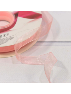 Лента органза 15мм (персиковая), 91,4м