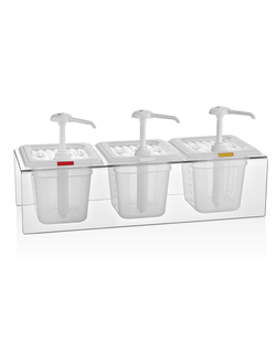 Диспенсер для соуса GN 1/6 h=150 мм. 2 л. на подставке, с дозатором (25 мл), п/п, прозрачный