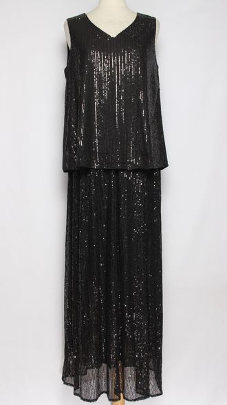 ДЖЕМПЕР-ТОП  "Пайетки шифоновая спинка " черный р.46-52