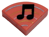 Tile, Round 1 x 1 Quarter with Music Note Single Bar and Curved Lines Pattern, Coral (25269pb022 / 6326120)