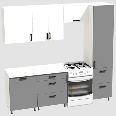 Кухня Эконом 1,8 метра с колонкой (1300х500) Цвет: Белый/Базальт