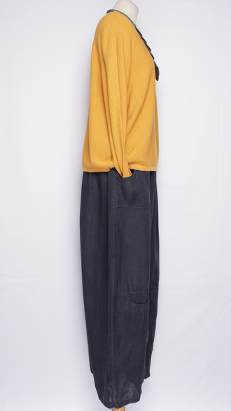 Брюки Бохо"Лён широкие с кармашками" т.синие, хаки, графит,св. бежевые  р.48-58