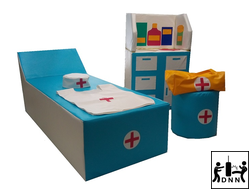 Детская игровая мебель "Медицинский уголок" голубой / белый