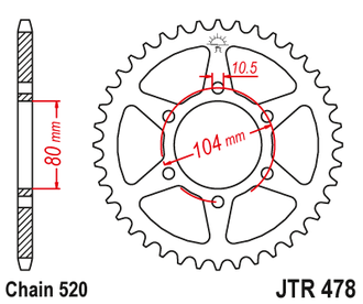 Звезда ведомая (43 зуб.) RK B4028-43 (Аналог: JTR478.43) для мотоциклов Kawasaki