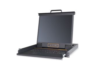 Выдвижная LCD KVM консоль с монитором Kinan 19&quot;, PS/2, USB, Клавиатура Ultra-Slim, Тачпад, TFT-дисплей, 1 порт DVI, разрешение до 1280x1024 75Hz, локальная (без удаленного доступа через интернет) (LD1901)