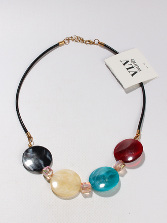 Колье "Пятак" бежевый