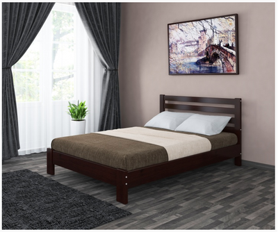 Кровать из массива сосны Вероника цвет орех темный