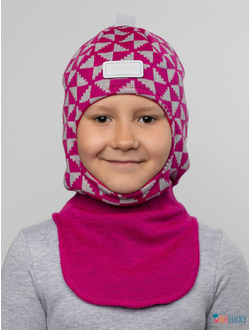 Шапка-шлем "Бантики" 20201-07, цвет малиновый, серый, р. 50-52