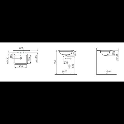Раковина встраиваемая снизу VitrA S20, 43 см, 5474B003-0618