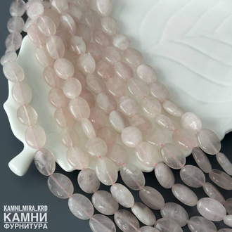 Розовый кварц полупрозрачный овалы 18,4х13 мм, цена за нить 19 см