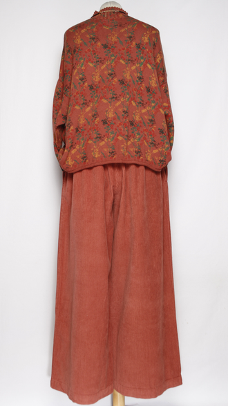 Брюки Бохо "ПАЛАЦЦО КРУПНЫЙ ВЕЛЬВЕТ" коралл до р.56