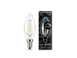 Gauss LED Filament Candle B40 Dimmable 5w 840 E14