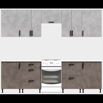 Кухня Эконом 2,4 метра (1200х1200) Цвет: Цемент светлый/Цемент темный