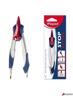 Циркуль MAPED (Франция) «Stop System», 130 мм, металлический, грифель 2 мм, блистер. 210358