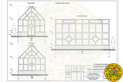 Фасад теплицы из стекла и алюминия Альбион 3500 7000