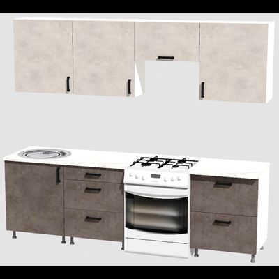 Кухня Эконом 1,8 метра (600х600х600) Цвет: Цемент светлый/Цемент темный