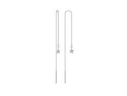 Серьги-продевки "Звезда" с родиевым покрытием НС 22-396Ю-3