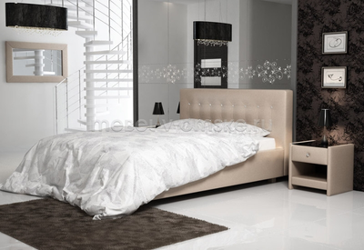 Прикроватная тумба "Элегия" в комплекте с кроватью в интерьере спальни