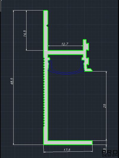 Рассеиватель матовый для теневого плинтуса Pro Design LC-16 2.7 м.п.