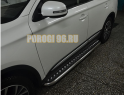Пороги с накладным листом d53 для Mitsubishi Outlander 2015-2018