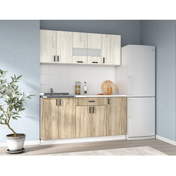 Кухонный гарнитур 1,6 ЛЕГЕНДА-10, дуб крафт белый/дуб крафт серый/белый снег