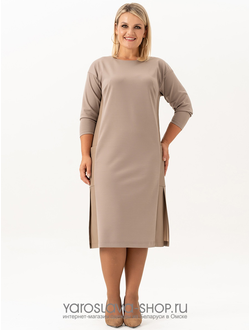 Модель :4096.Базовое женское платье прямого кроя в бежевом цвете