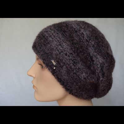 Пушистый вязаный берет для женщин Vizio Италия 6957 сиреневый фото