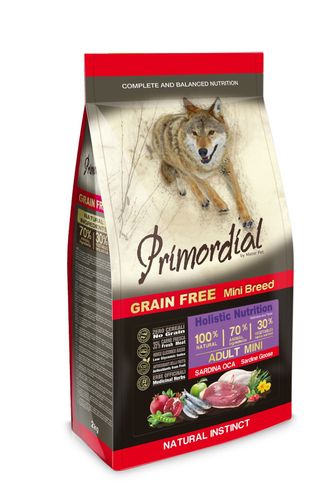 Primordial Grain Free Adult Mini Sardine & Goose беззерновой корм с сардиной и гусем для взрослых собак мелких пород 1 кг (упаковка на развес)