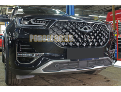 Защита радиатора Chery Tiggo 8 PRO 2021- black низ с парктроником