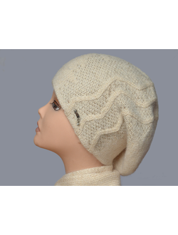 Вязаный берет и шарф италия Vizio молочного цвета фото