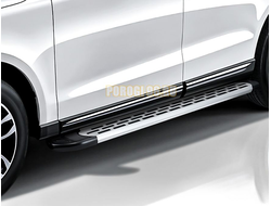 Пороги алюминиевые "Premium Silver" 1700 серебристые Slitkoff для Geely EMGRAND X7 (2011-2016)
