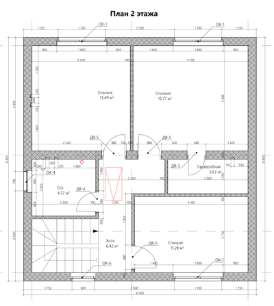 Двухэтажный дом с тремя спальнями 109м² (S105)