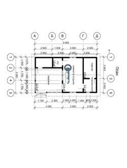 Б-01 ГАБАРИТНЫЕ РАЗМЕРЫ: (5Х9М) 1 ЭТАЖ, ОБЩАЯ ПЛОЩАДЬ: 45М²