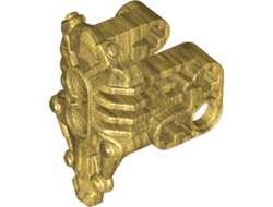 Bionicle Armor Uniter with 2 Pin Holes on Front, Axle and Pin Holes on Sides, Pearl Gold (24191 / 6135190)